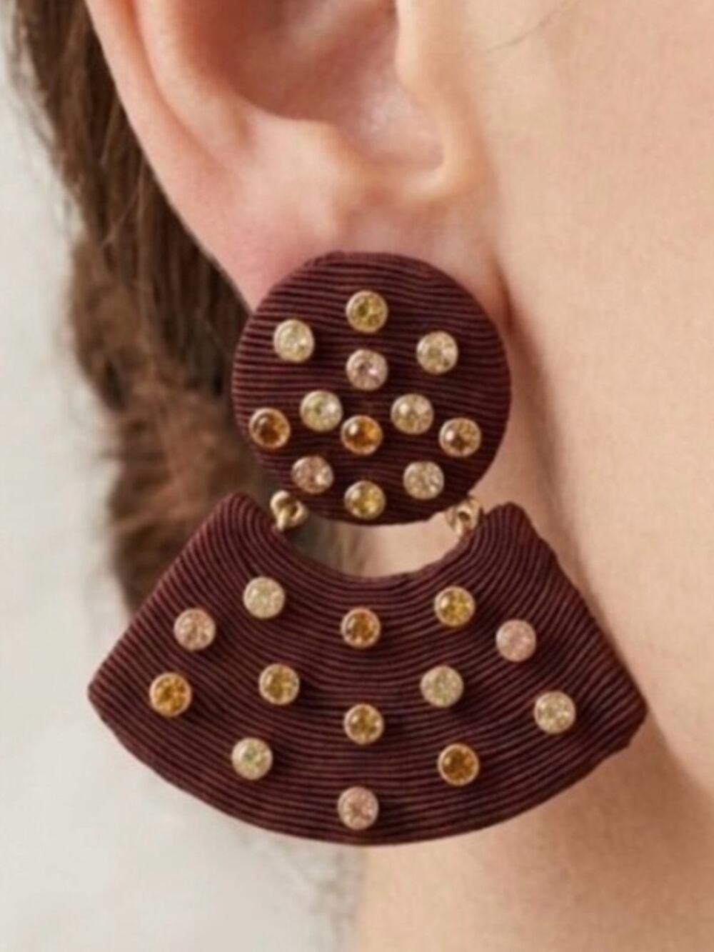 Tuckernuck Jewelry Gemstone Meritt Earrings in Brown NIB OS